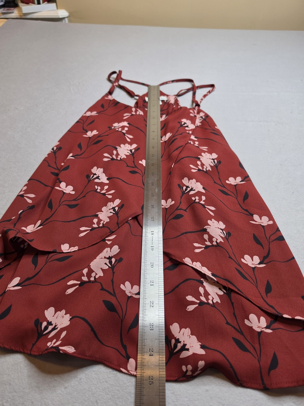 Allison Joy Rust Floral Wrap-Front Cami with Pink Blossoms - Picture 3 of 6